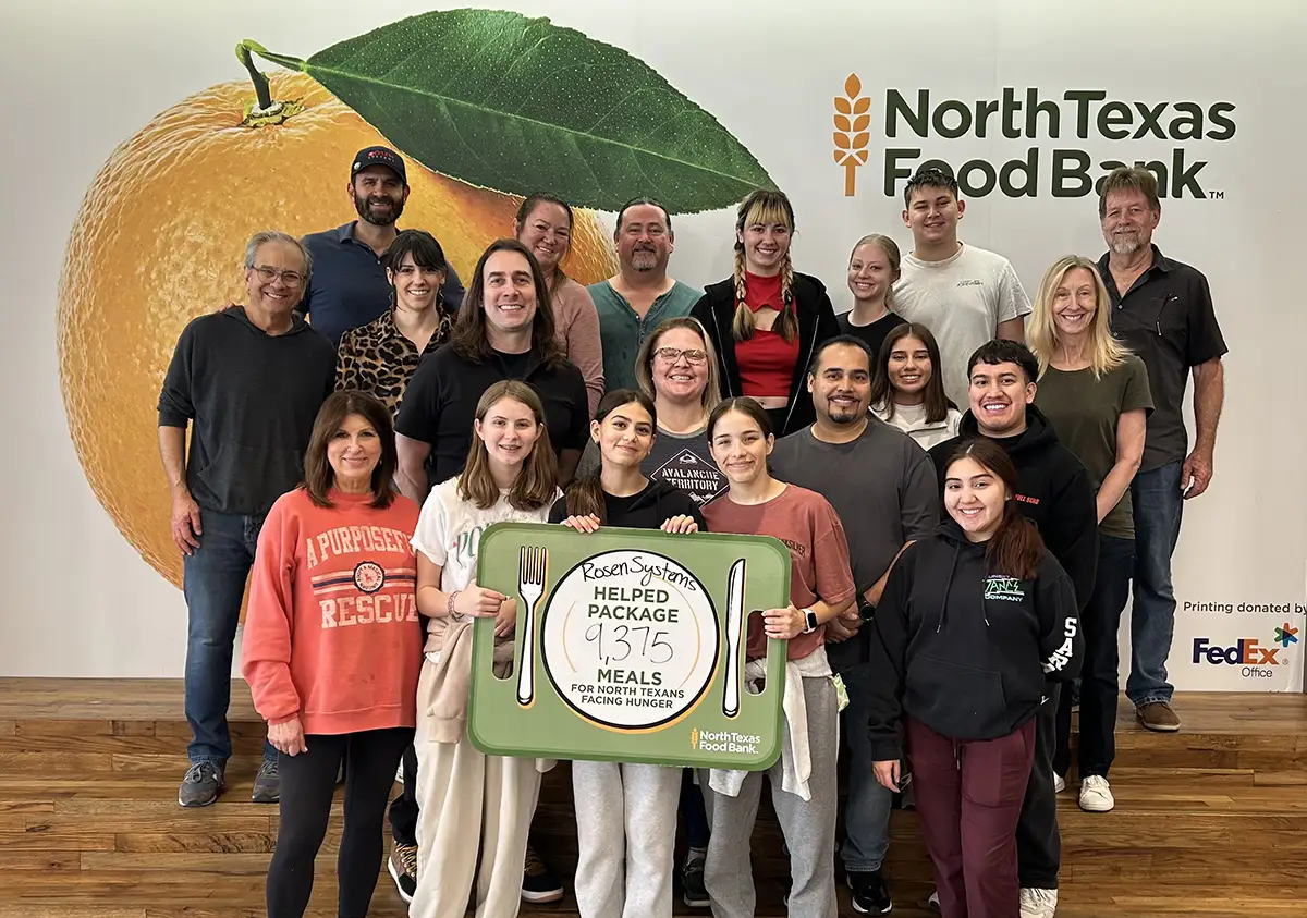 the rosen team poses at north texas food bank